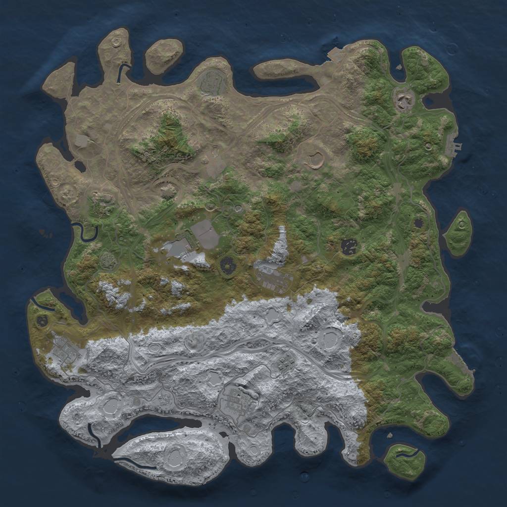 Rust Map: Procedural Map, Size: 4500, Seed: 791586615, 19 Monuments