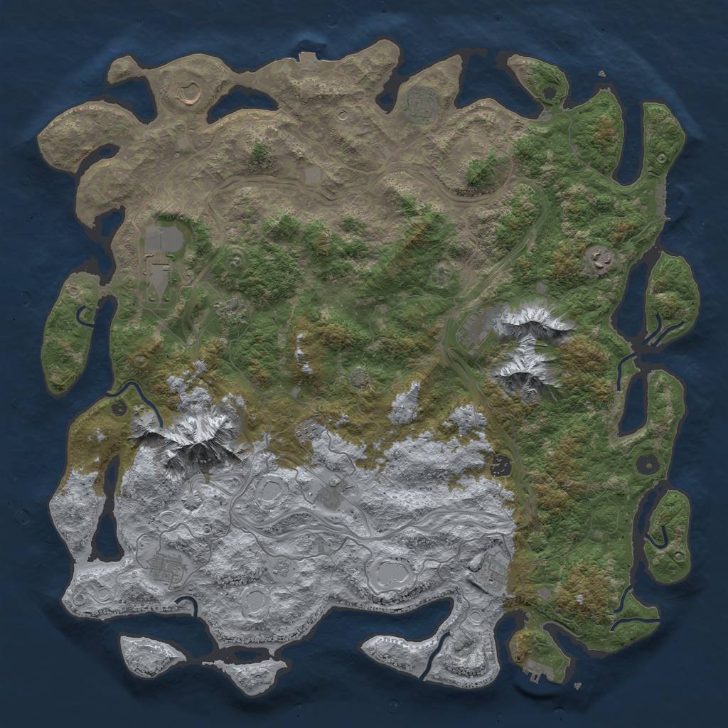Rust Map: Procedural Map, Size: 5000, Seed: 740949665, 19 Monuments
