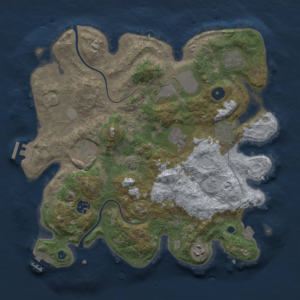 Rust Map: Procedural Map, Size: 3500, Seed: 304313541, 13 Monuments