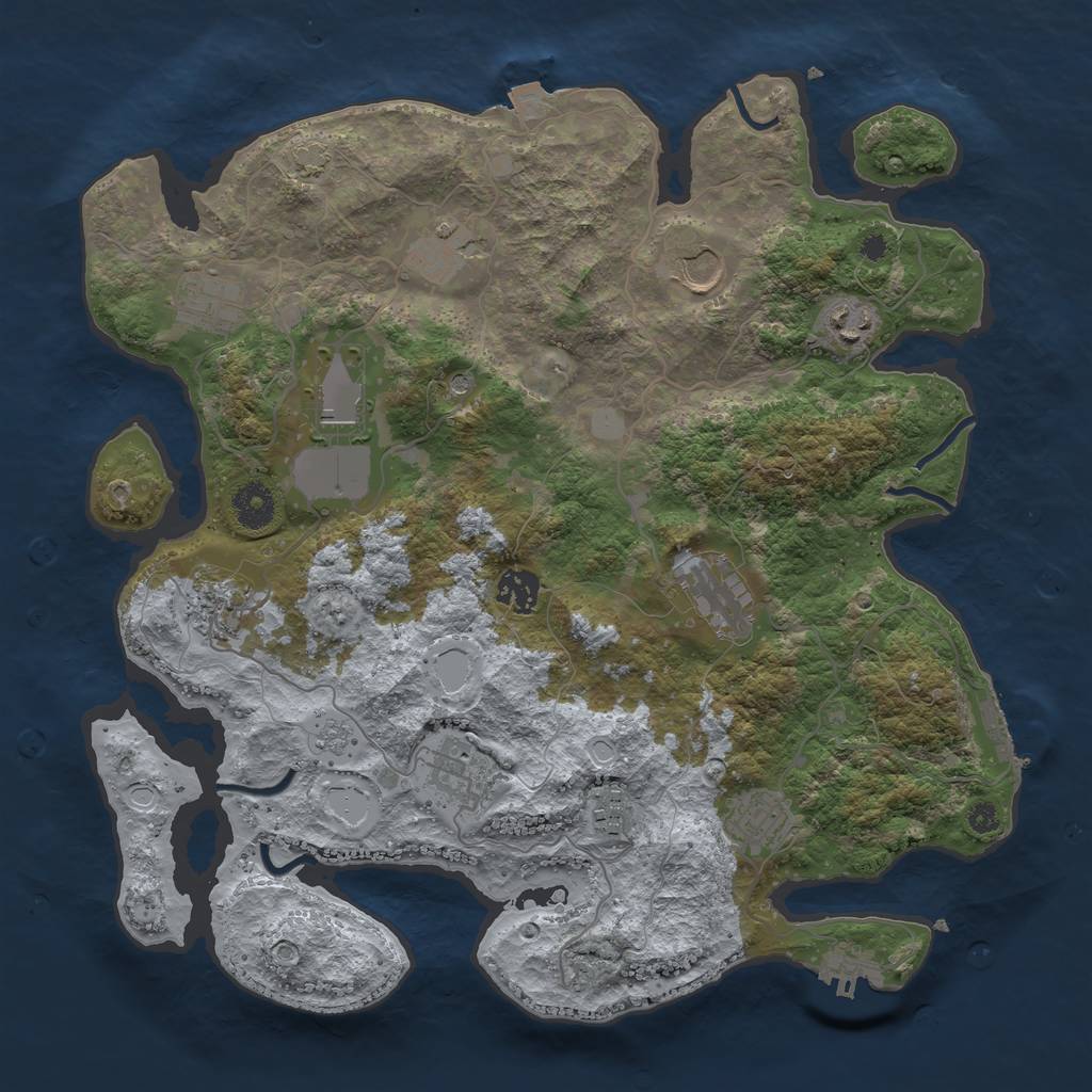 Rust Map: Procedural Map, Size: 3700, Seed: 346481553, 19 Monuments