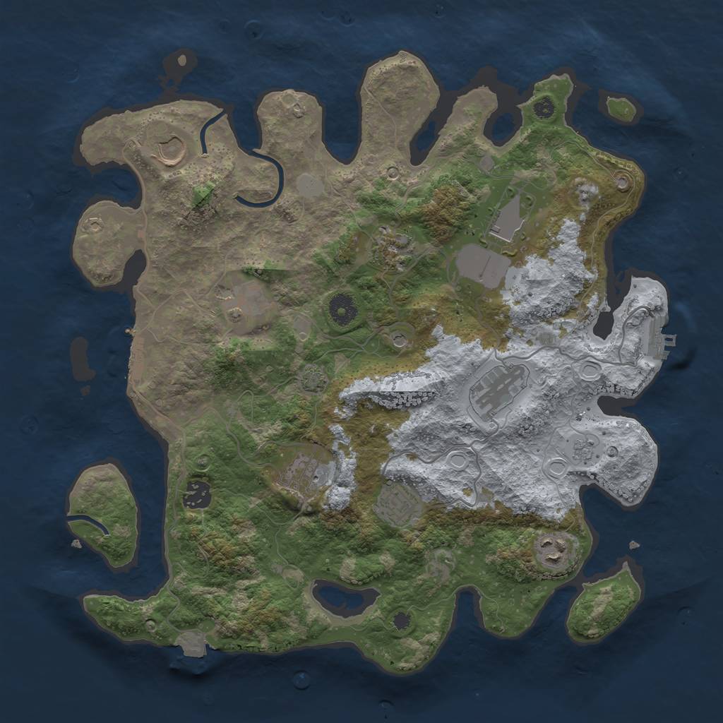 Rust Map: Procedural Map, Size: 3700, Seed: 1872024573, 17 Monuments