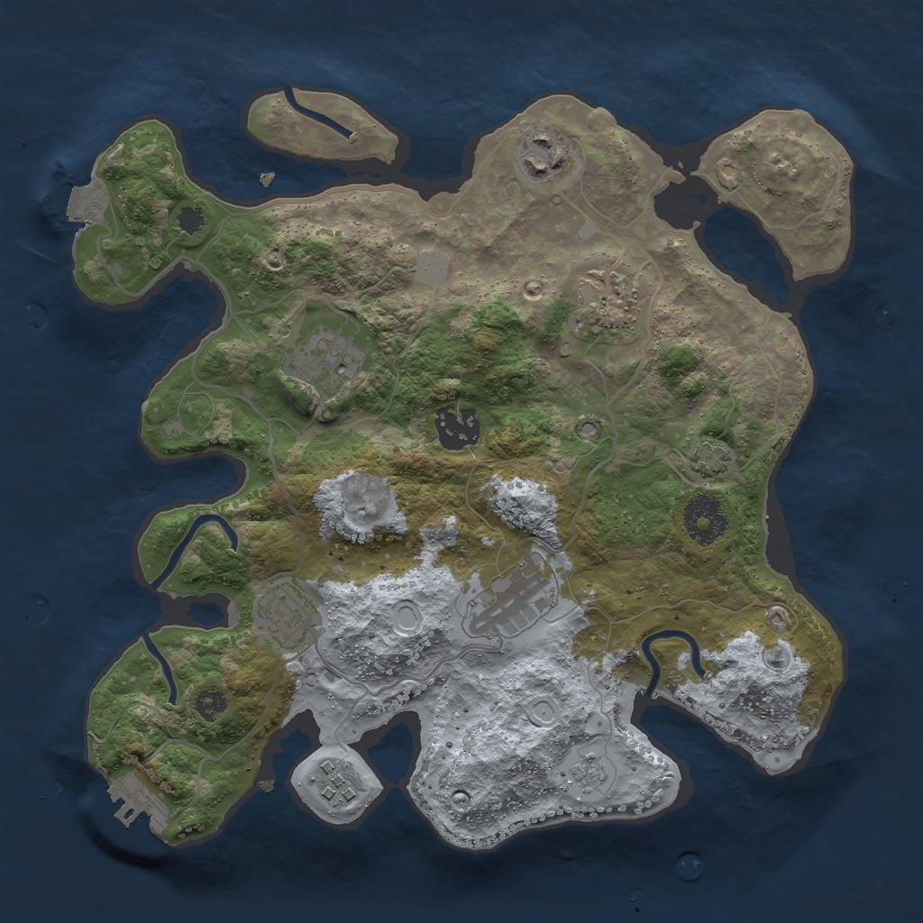 Rust Map: Procedural Map, Size: 3000, Seed: 1951691851, 13 Monuments