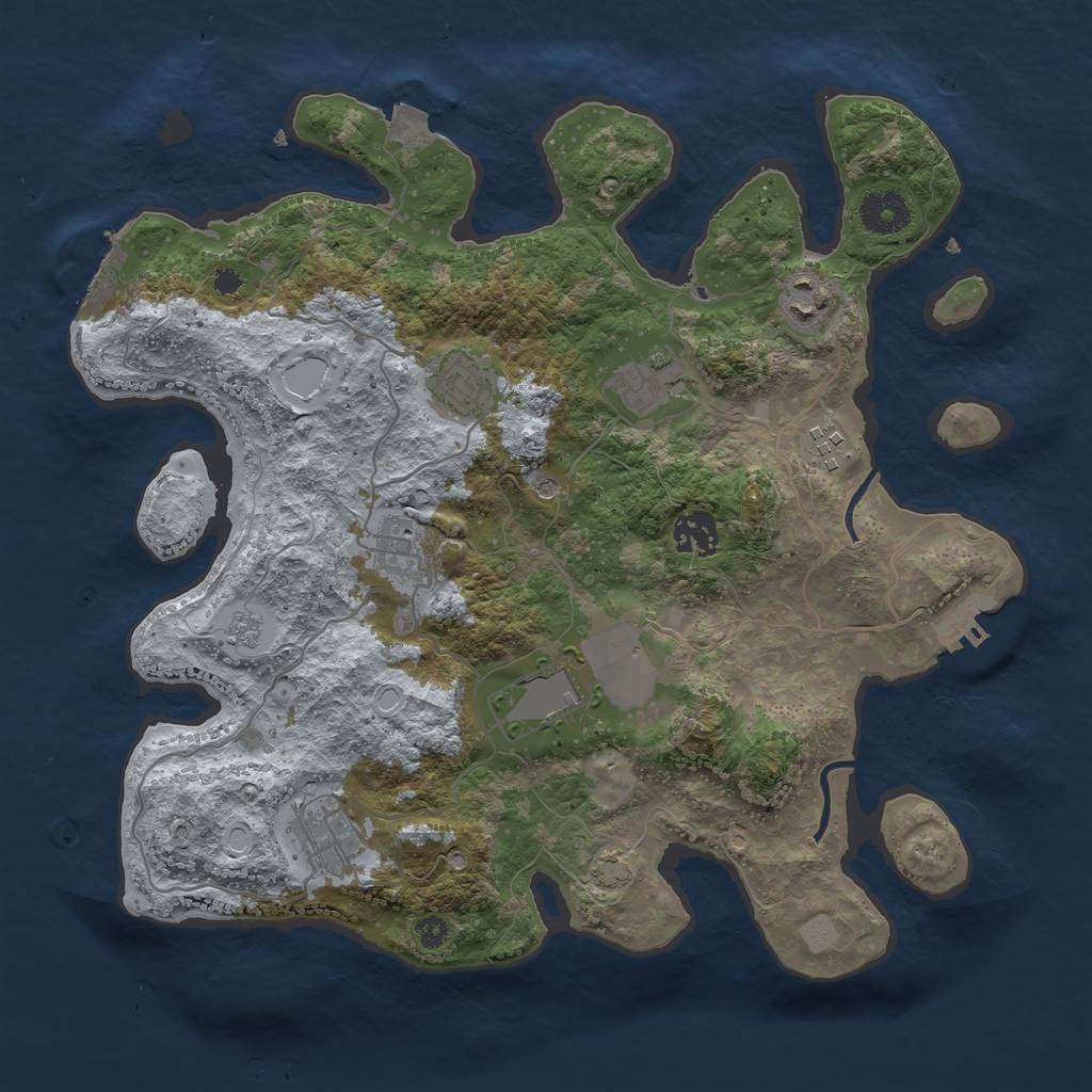 Rust Map: Procedural Map, Size: 3500, Seed: 206634946, 16 Monuments