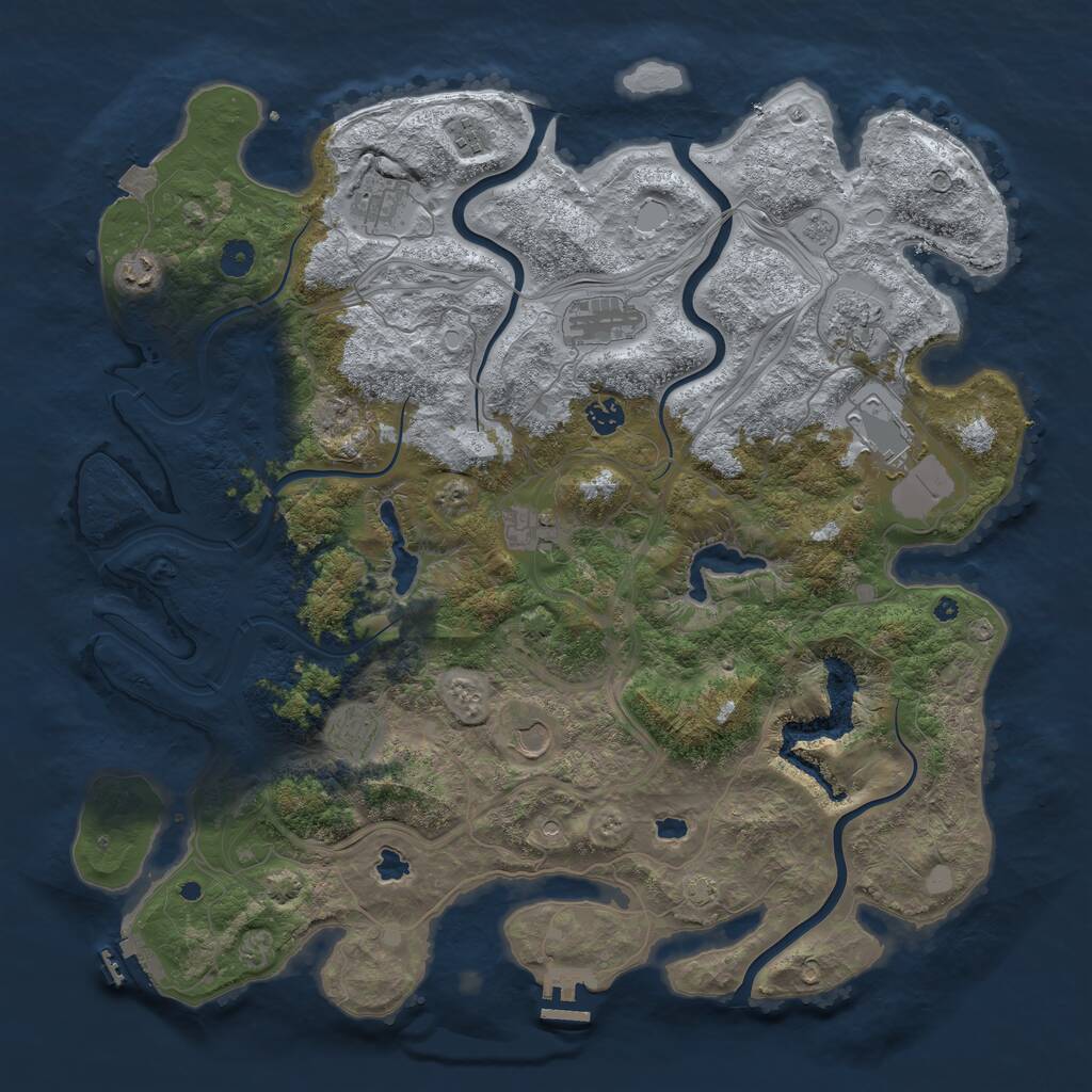 Rust Map: Procedural Map, Size: 4500, Seed: 188363844, 16 Monuments