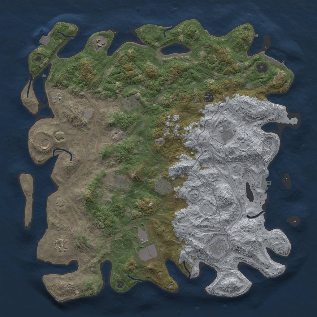 Rust Map: Procedural Map, Size: 4500, Seed: 2046843351, 19 Monuments