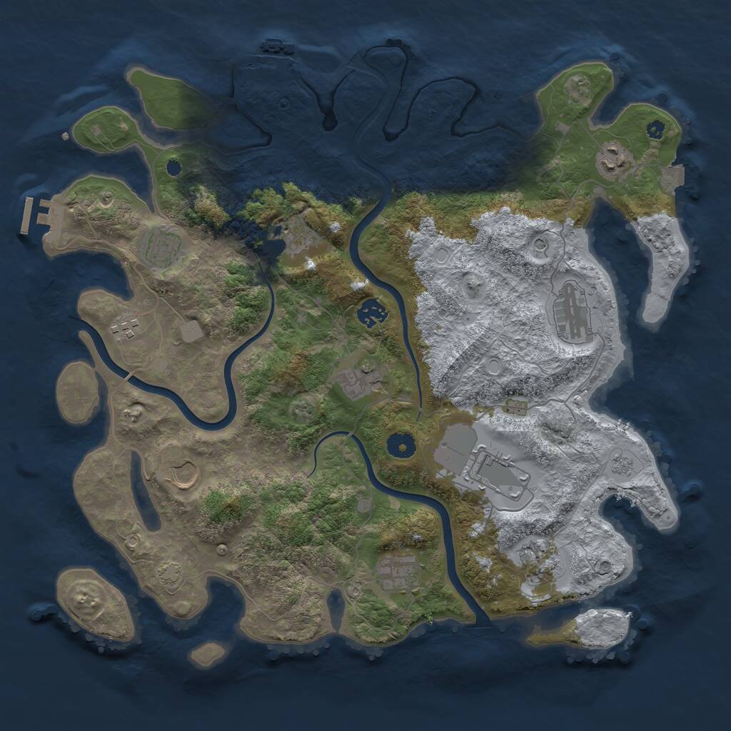 Rust Map: Procedural Map, Size: 3950, Seed: 8404601, 17 Monuments