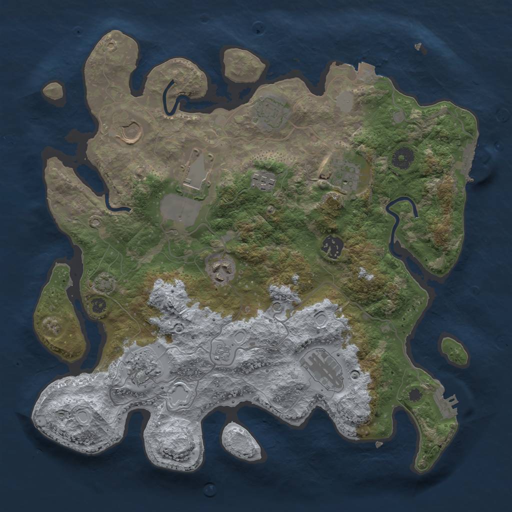 Rust Map: Procedural Map, Size: 3500, Seed: 81223, 17 Monuments