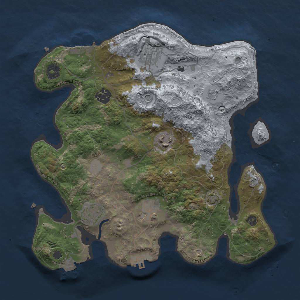 Rust Map: Procedural Map, Size: 3000, Seed: 1449945370, 13 Monuments