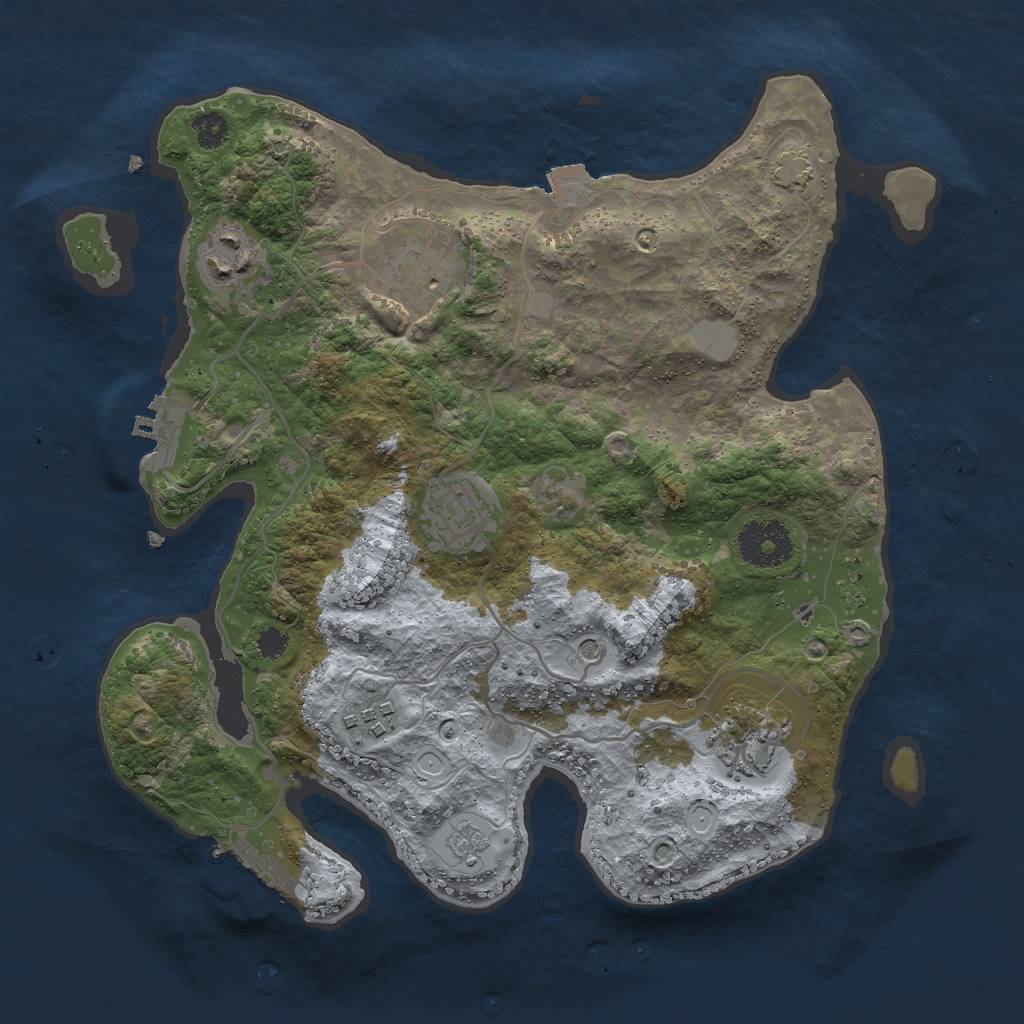 Rust Map: Procedural Map, Size: 3000, Seed: 626856451, 13 Monuments