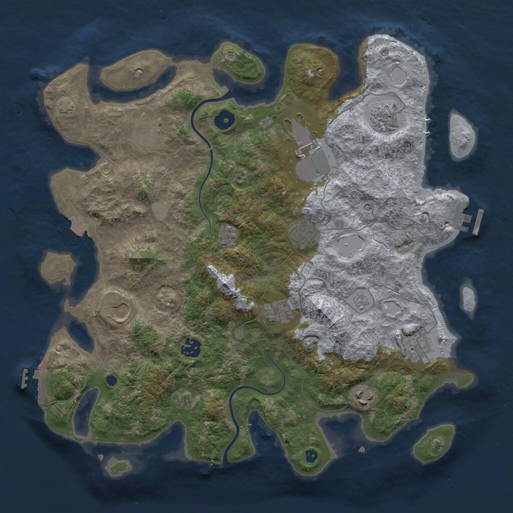 Rust Map: Procedural Map, Size: 3950, Seed: 1881287320, 16 Monuments