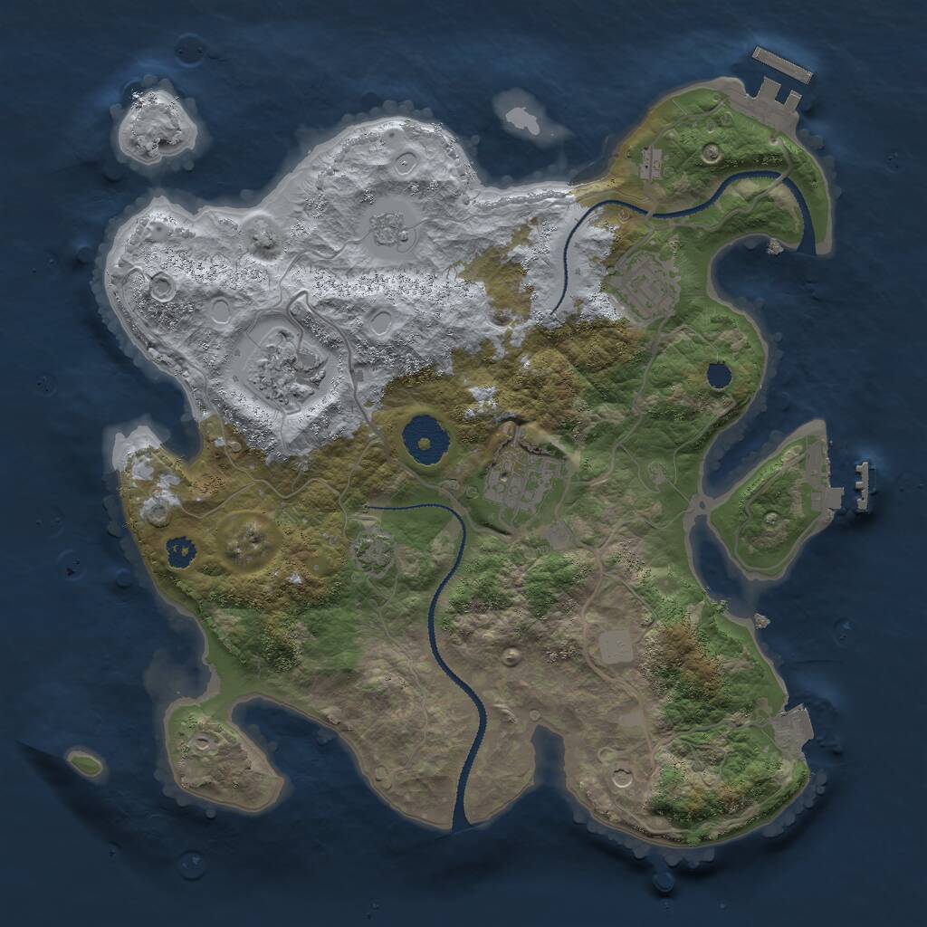 Rust Map: Procedural Map, Size: 3000, Seed: 1347250682, 9 Monuments