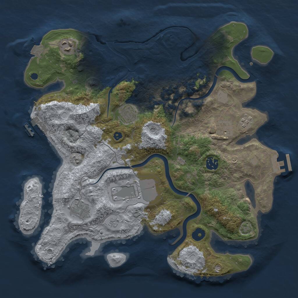 Rust Map: Procedural Map, Size: 3500, Seed: 693849076, 13 Monuments