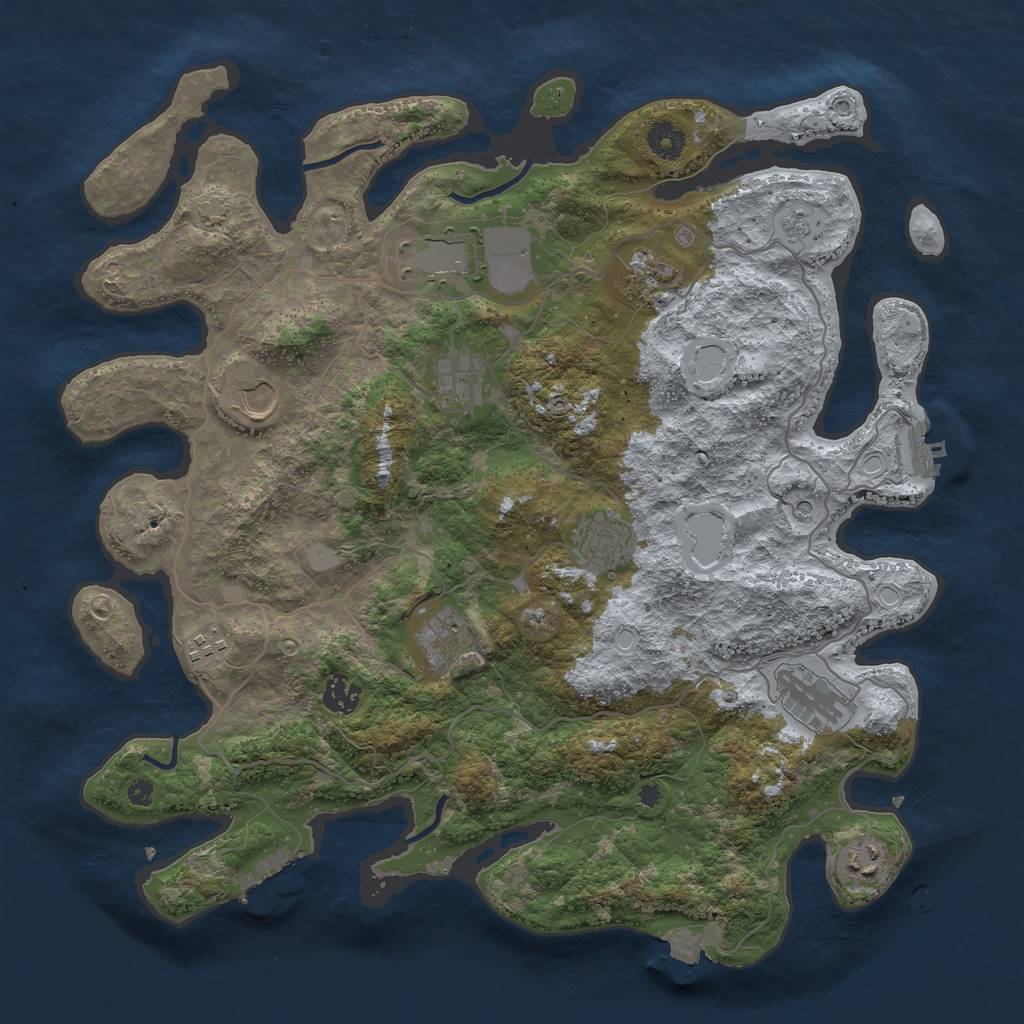 Rust Map: Procedural Map, Size: 4000, Seed: 18879, 18 Monuments