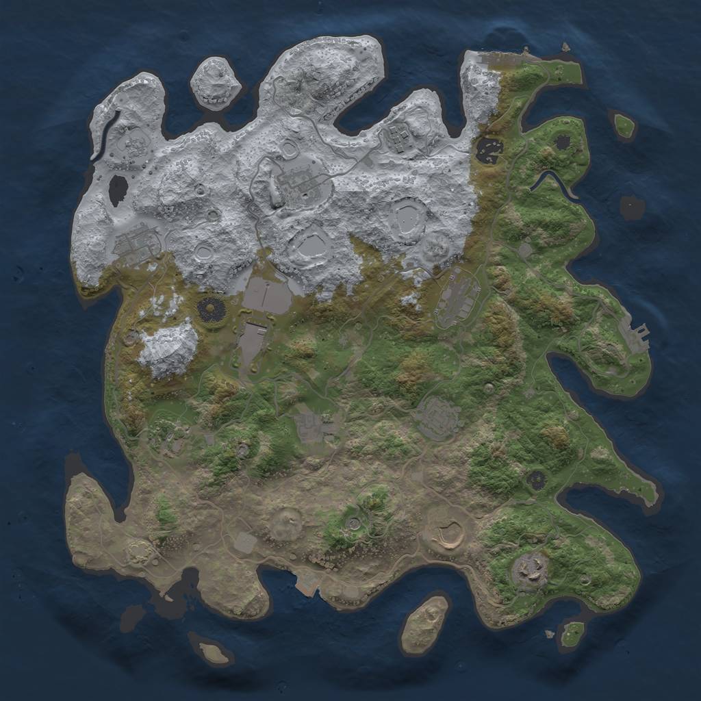 Rust Map: Procedural Map, Size: 3850, Seed: 71043250, 19 Monuments