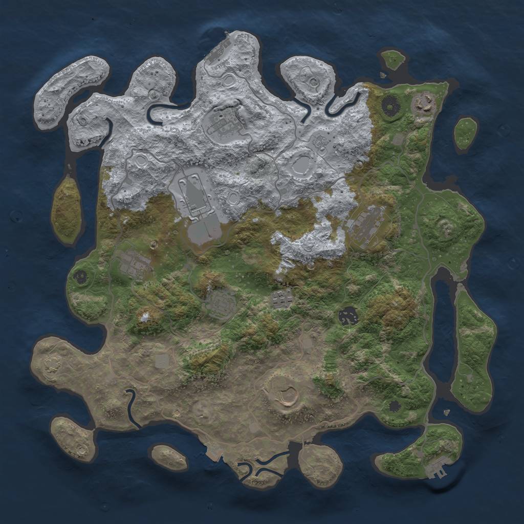 Rust Map: Procedural Map, Size: 4000, Seed: 1948430295, 17 Monuments