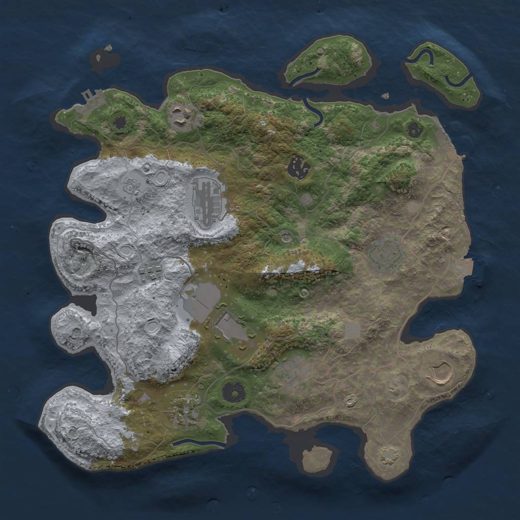 Rust Map: Procedural Map, Size: 3500, Seed: 34386687, 17 Monuments