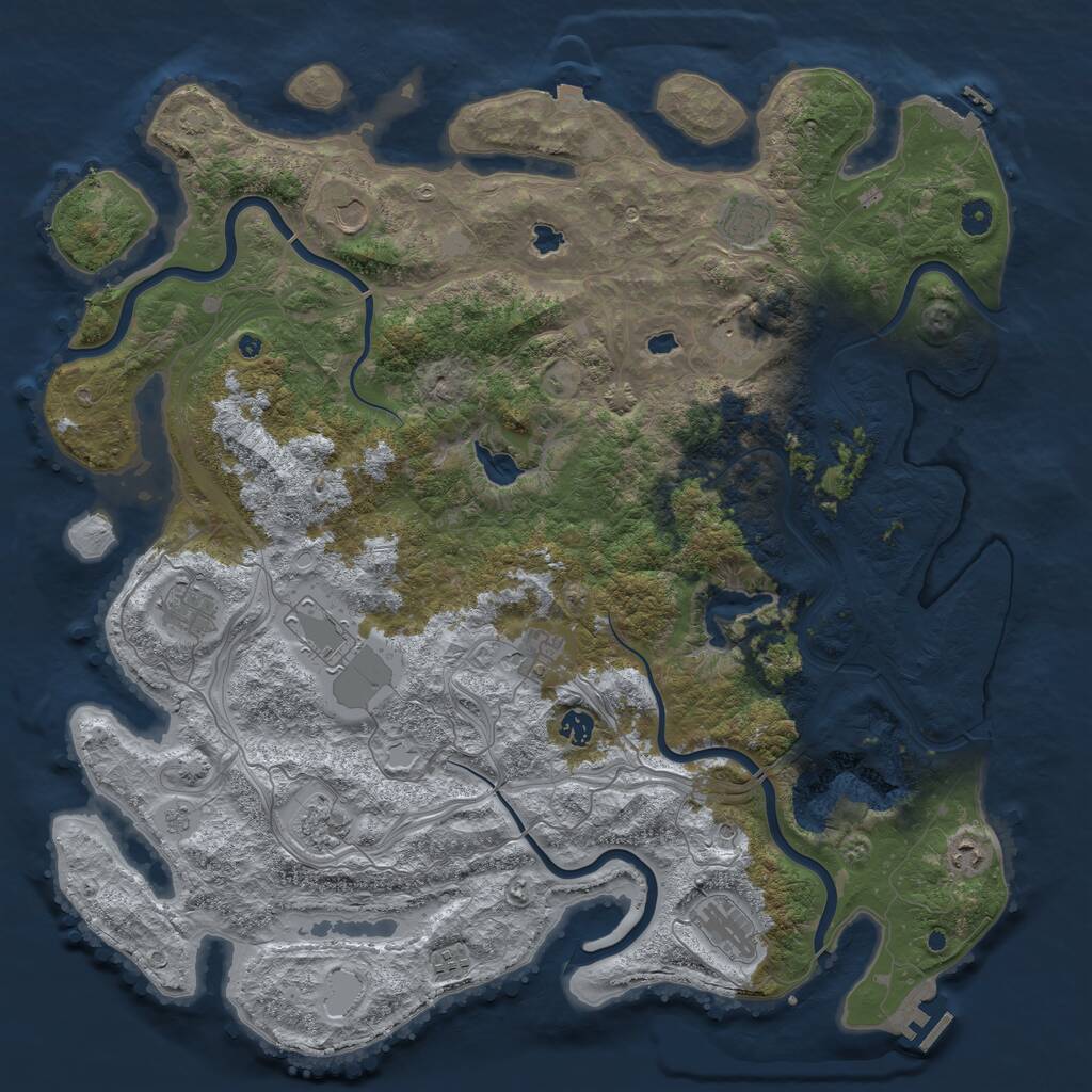 Rust Map: Procedural Map, Size: 4800, Seed: 1555502809, 17 Monuments