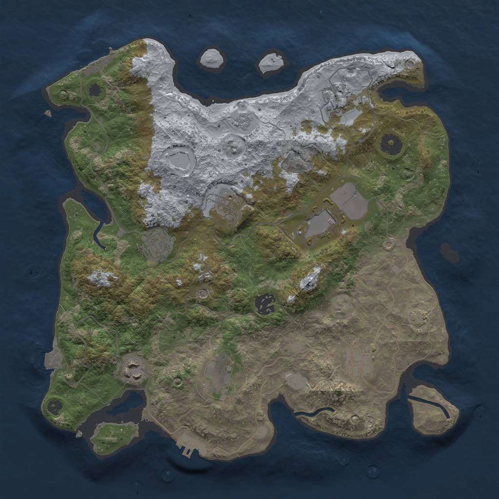 Rust Map: Procedural Map, Size: 3500, Seed: 1907653263, 16 Monuments