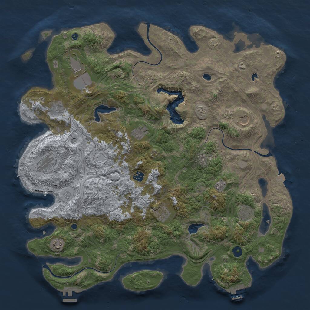 Rust Map: Procedural Map, Size: 4500, Seed: 6758, 16 Monuments