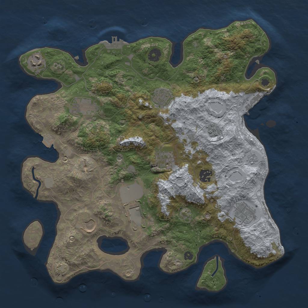 Rust Map: Procedural Map, Size: 3500, Seed: 909942468, 17 Monuments