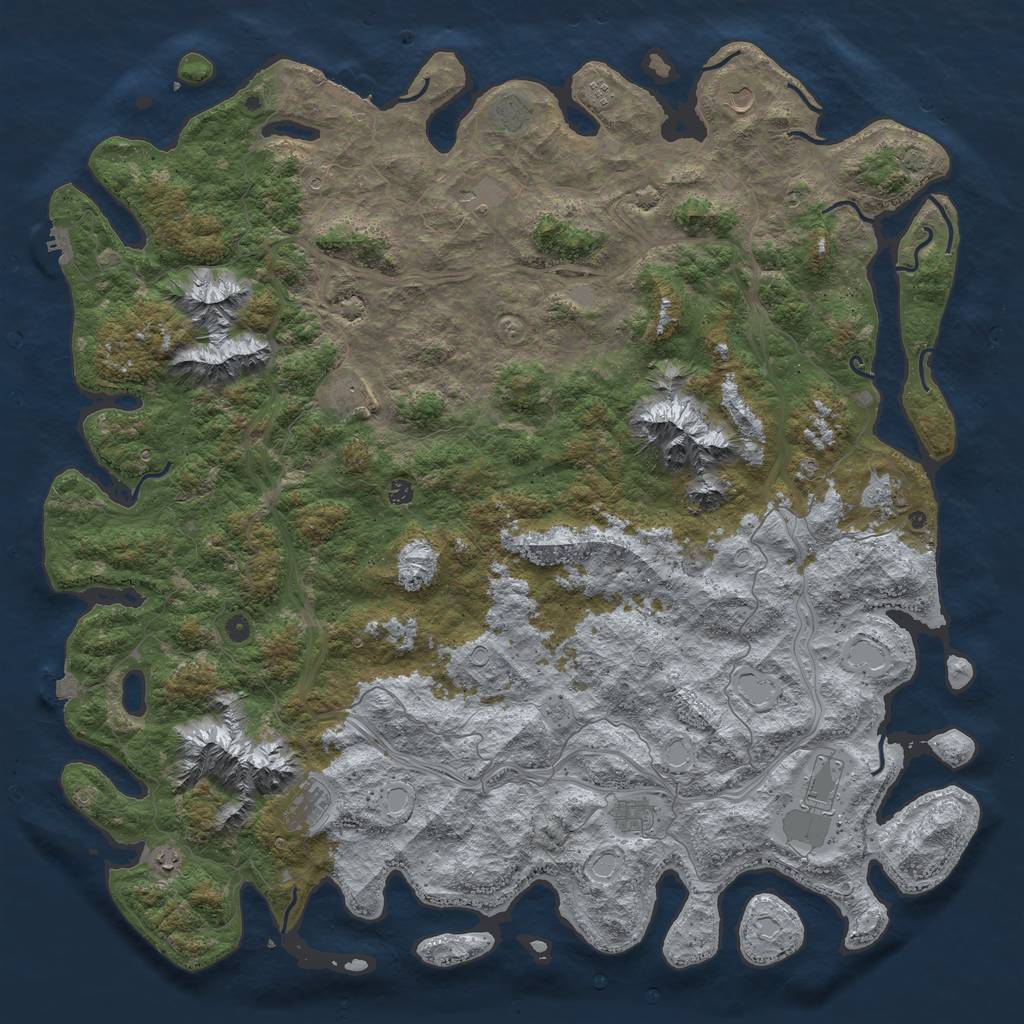 Rust Map: Procedural Map, Size: 6000, Seed: 13881425, 19 Monuments