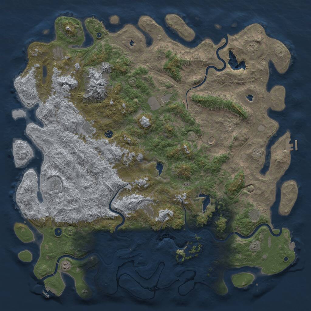 Rust Map: Procedural Map, Size: 6000, Seed: 1103197845, 17 Monuments