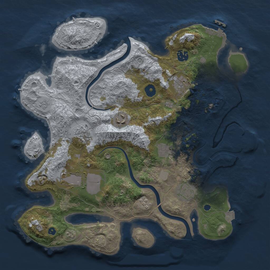 Rust Map: Procedural Map, Size: 3500, Seed: 2112428562, 14 Monuments