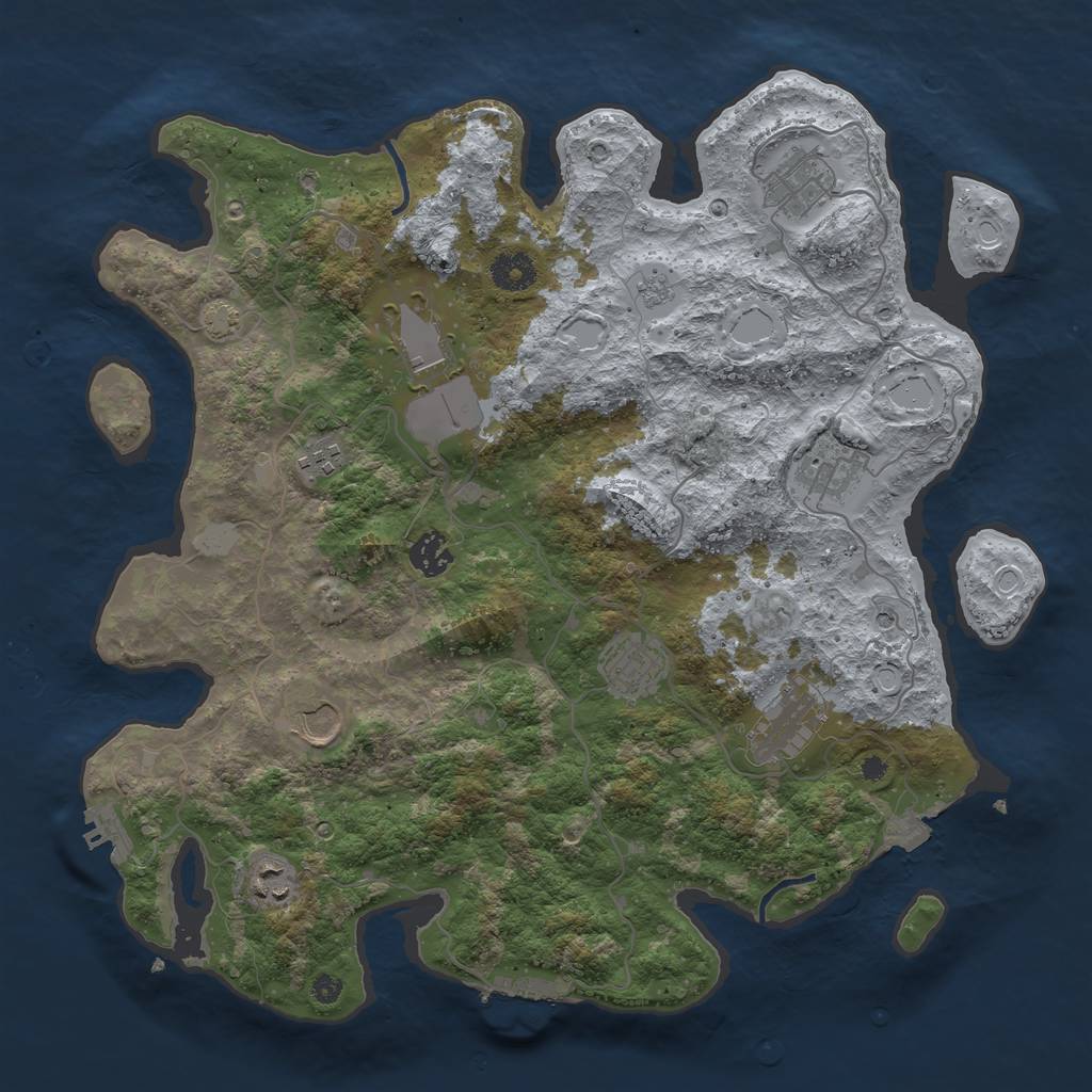 Rust Map: Procedural Map, Size: 3800, Seed: 175805129, 17 Monuments
