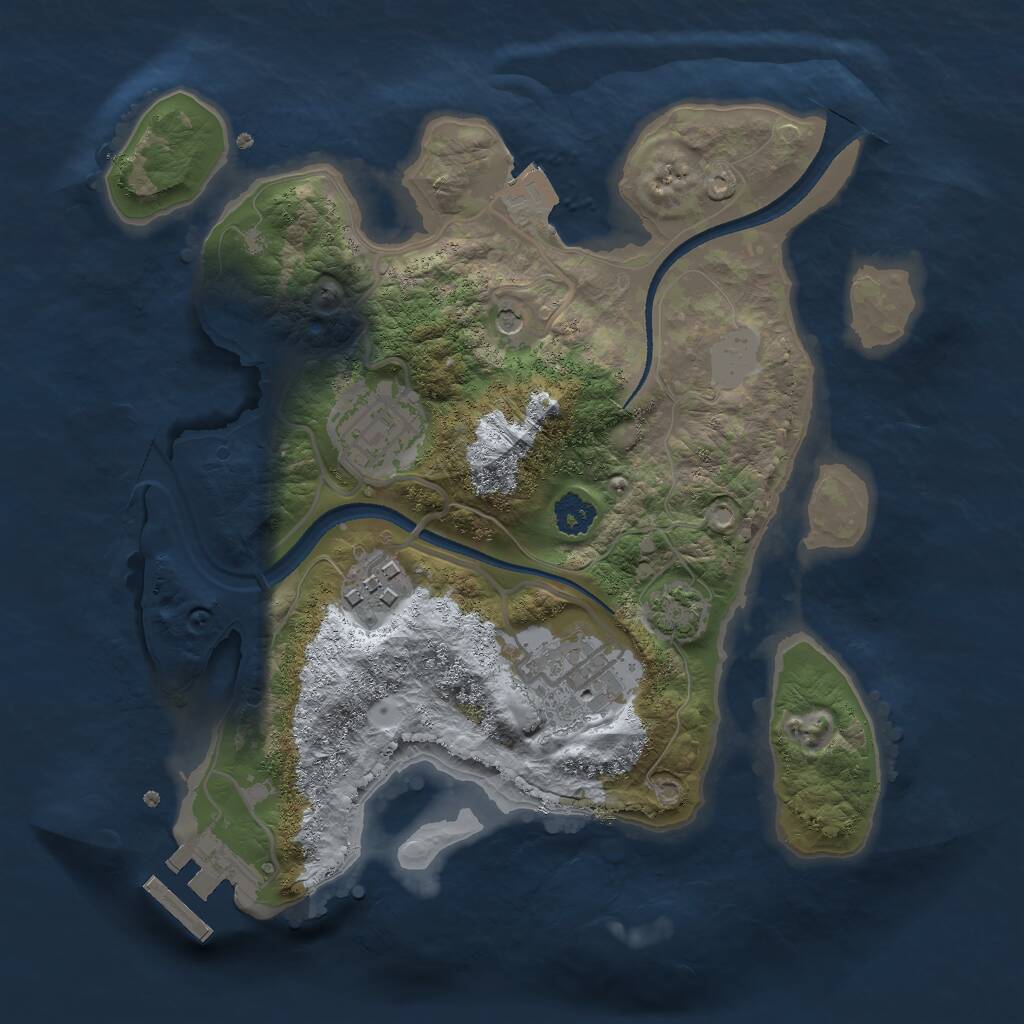 Rust Map: Procedural Map, Size: 2500, Seed: 5552154, 7 Monuments