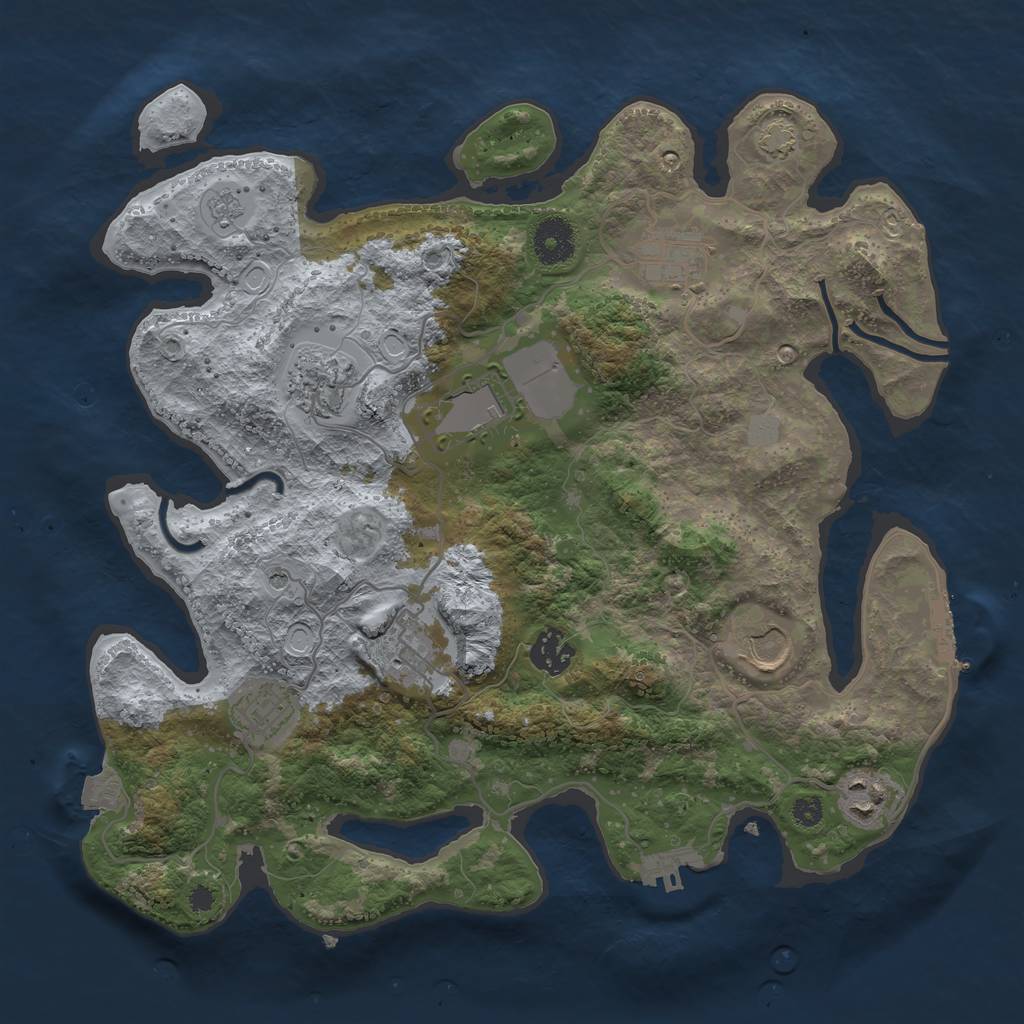 Rust Map: Procedural Map, Size: 3500, Seed: 1498219743, 16 Monuments