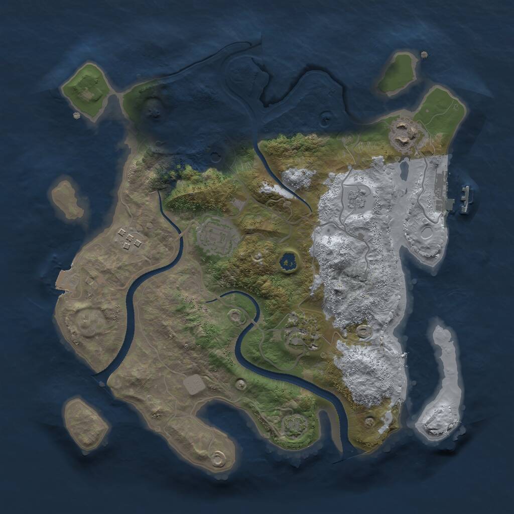 Rust Map: Procedural Map, Size: 3000, Seed: 13527, 9 Monuments