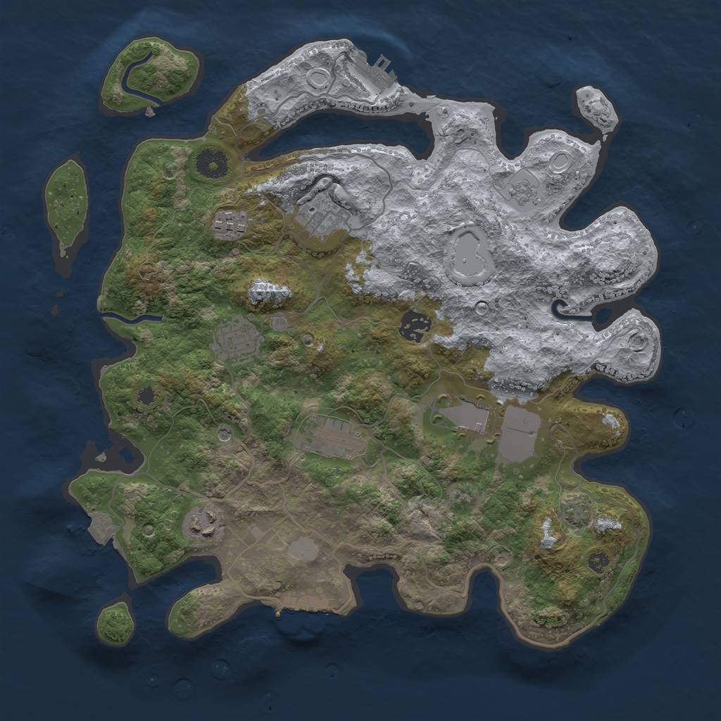 Rust Map: Procedural Map, Size: 3500, Seed: 1870884275, 15 Monuments