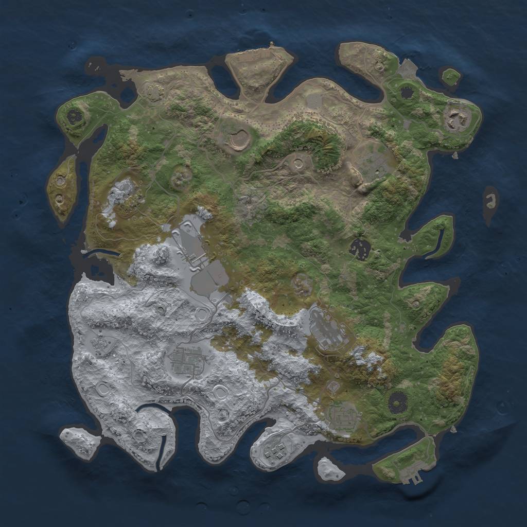 Rust Map: Procedural Map, Size: 3700, Seed: 849926904, 18 Monuments