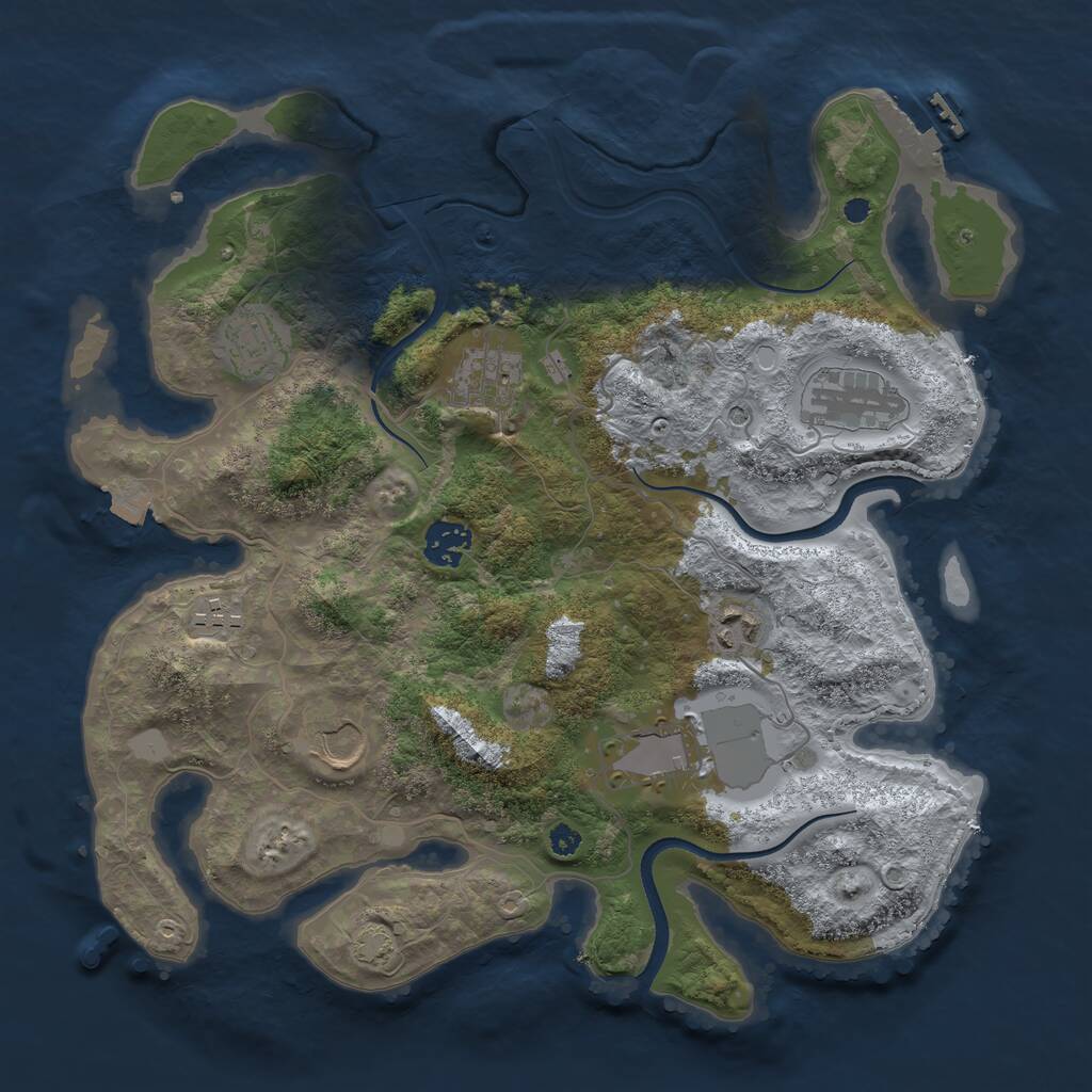 Rust Map: Procedural Map, Size: 3500, Seed: 53895407, 12 Monuments