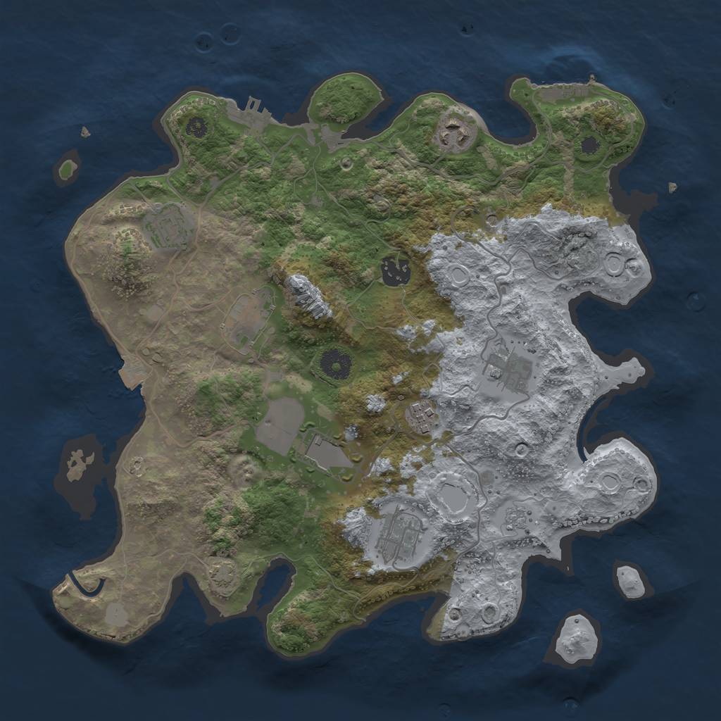 Rust Map: Procedural Map, Size: 3500, Seed: 495458545, 16 Monuments