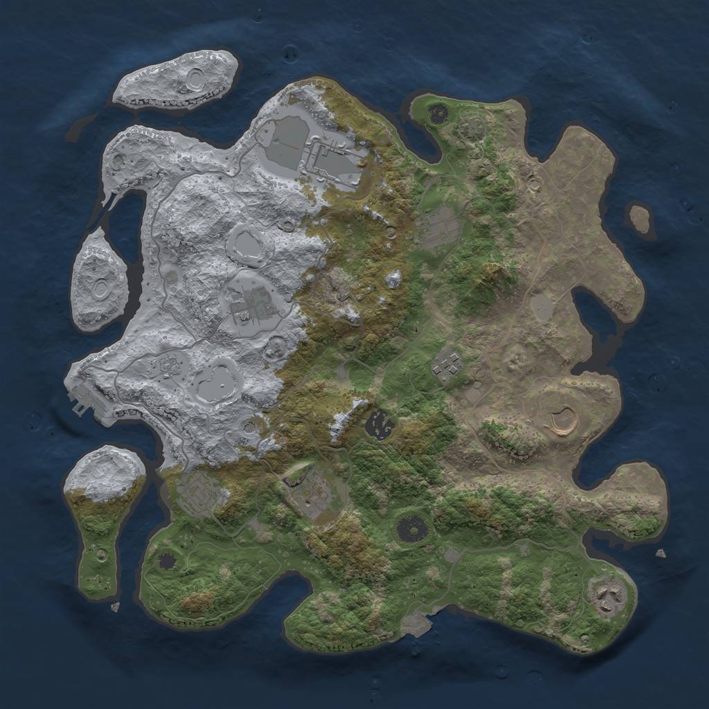 Rust Map: Procedural Map, Size: 3700, Seed: 1422934464, 16 Monuments