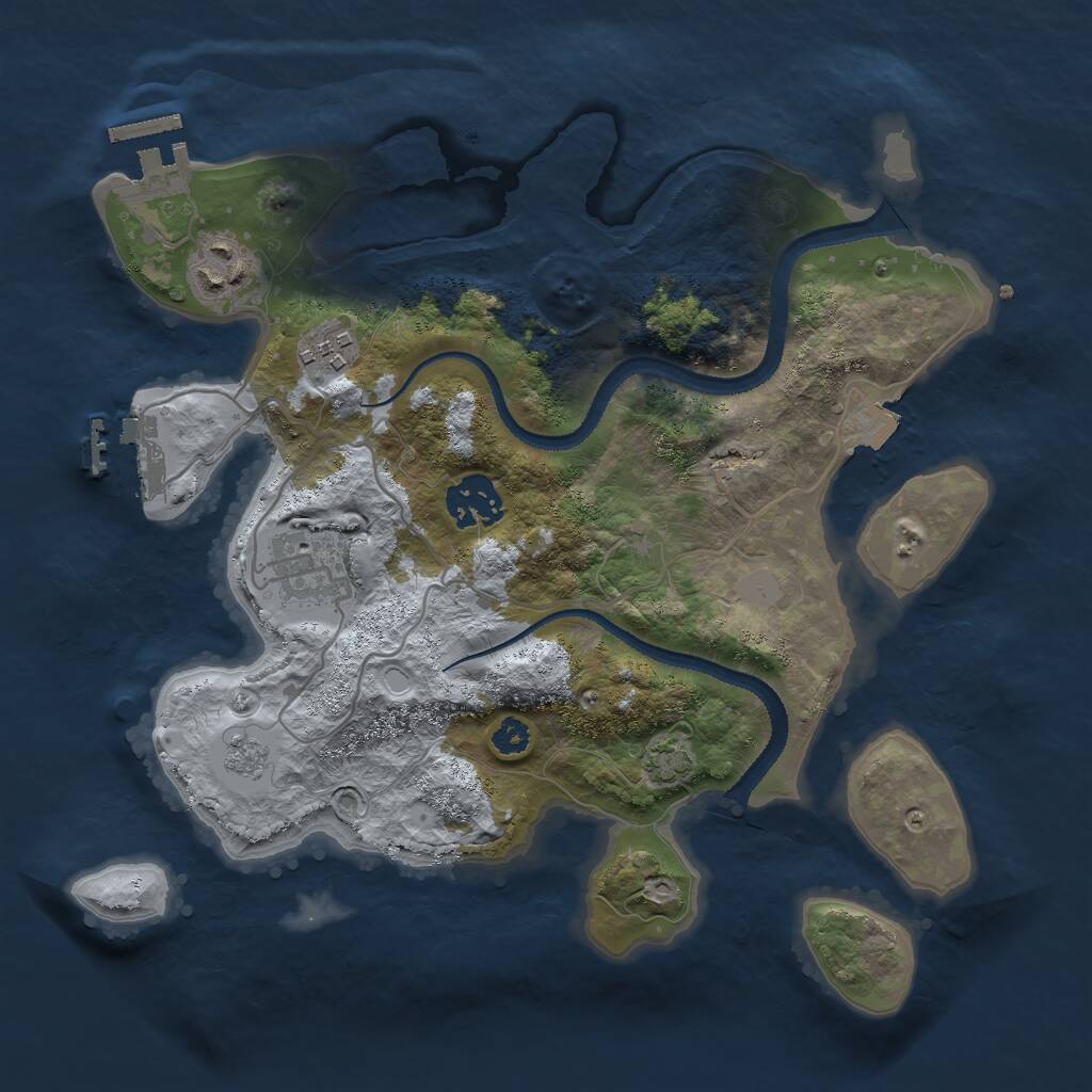 Rust Map: Procedural Map, Size: 3000, Seed: 475868, 9 Monuments