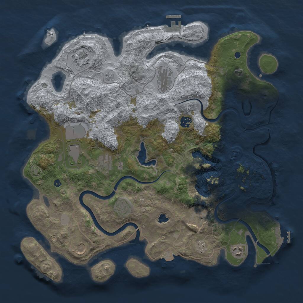 Rust Map: Procedural Map, Size: 4000, Seed: 12463637, 16 Monuments