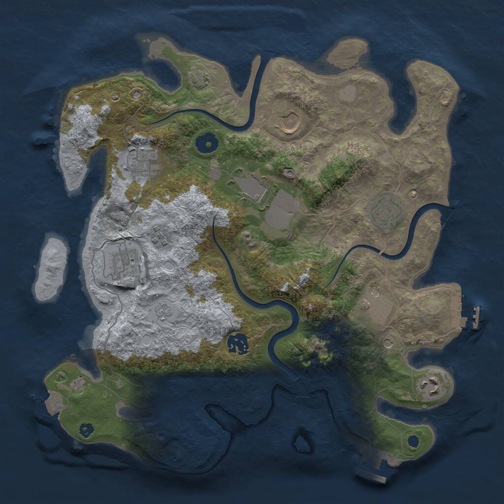 Rust Map: Procedural Map, Size: 3500, Seed: 1919818917, 15 Monuments