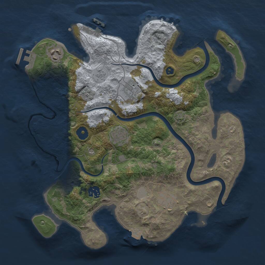 Rust Map: Procedural Map, Size: 3250, Seed: 1055458708, 12 Monuments