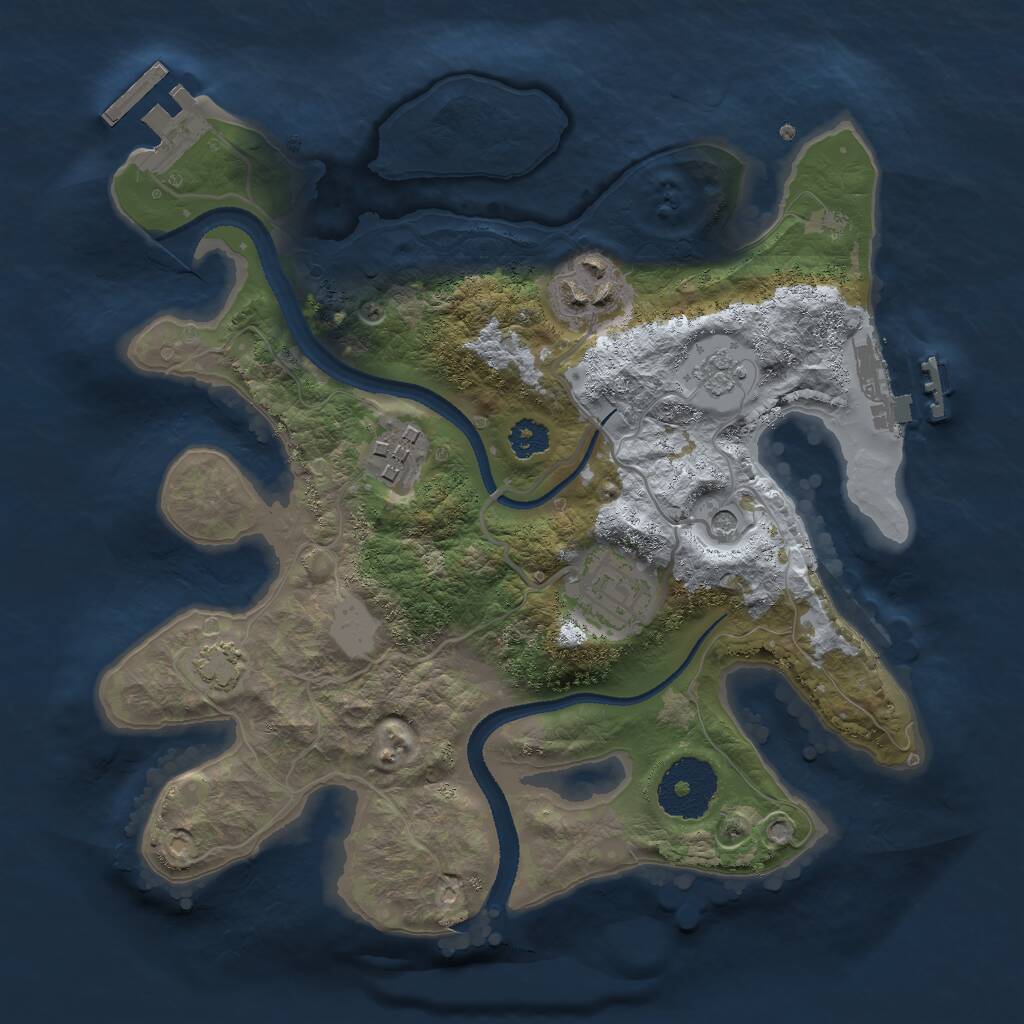 Rust Map: Procedural Map, Size: 2600, Seed: 1562823945, 9 Monuments