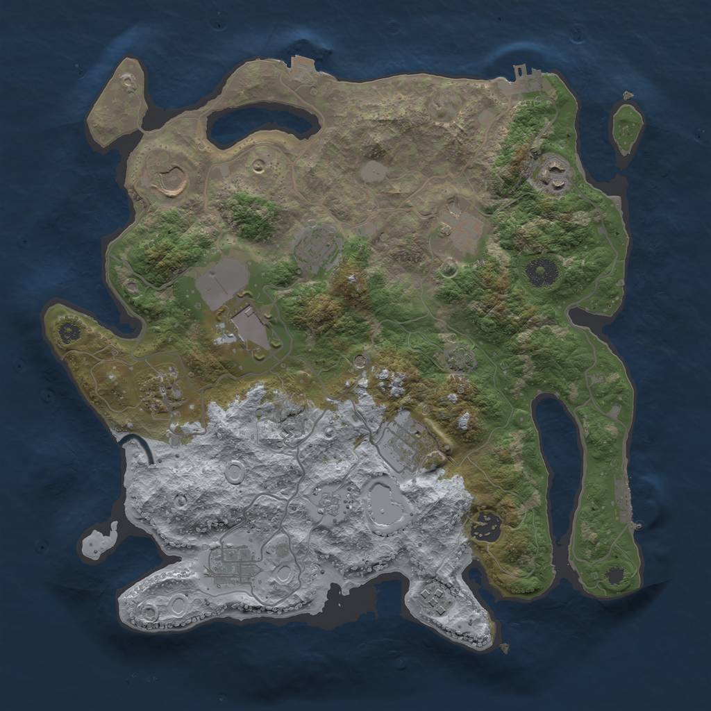 Rust Map: Procedural Map, Size: 3500, Seed: 1336392209, 18 Monuments