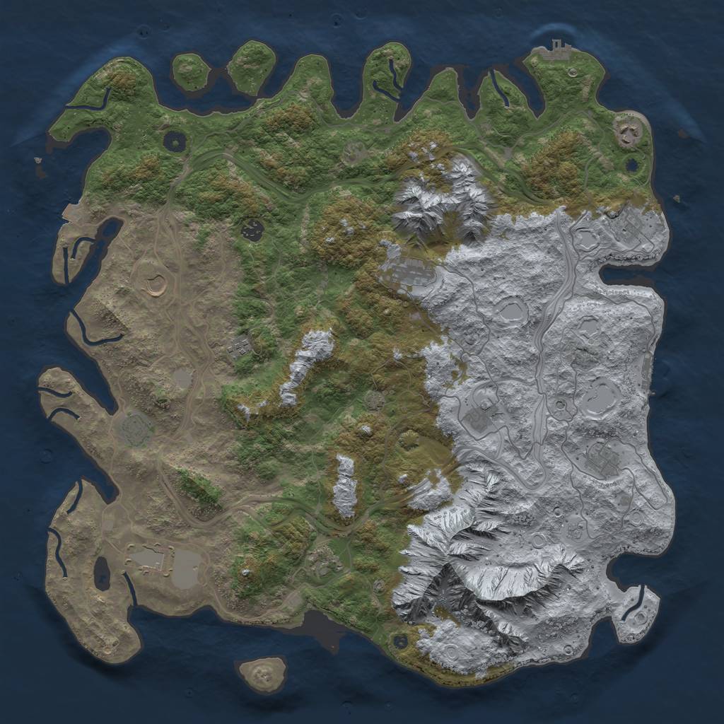 Rust Map: Procedural Map, Size: 5000, Seed: 1648741051, 19 Monuments