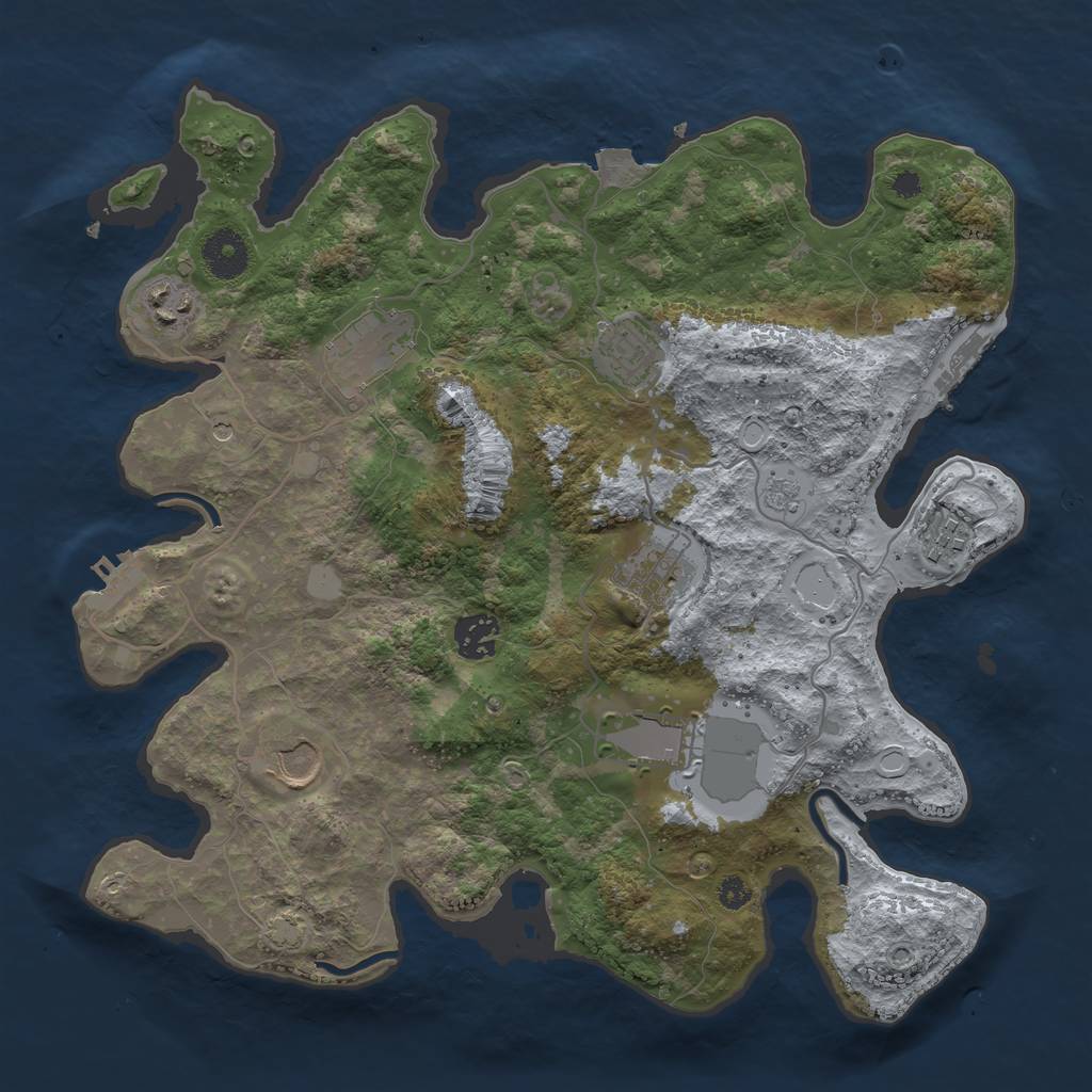 Rust Map: Procedural Map, Size: 3500, Seed: 12444544, 16 Monuments
