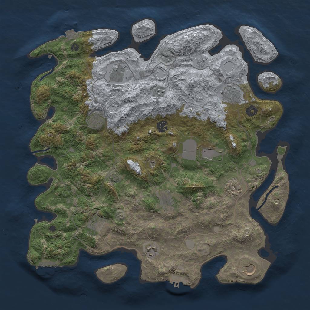 Rust Map: Procedural Map, Size: 4000, Seed: 510352401, 19 Monuments