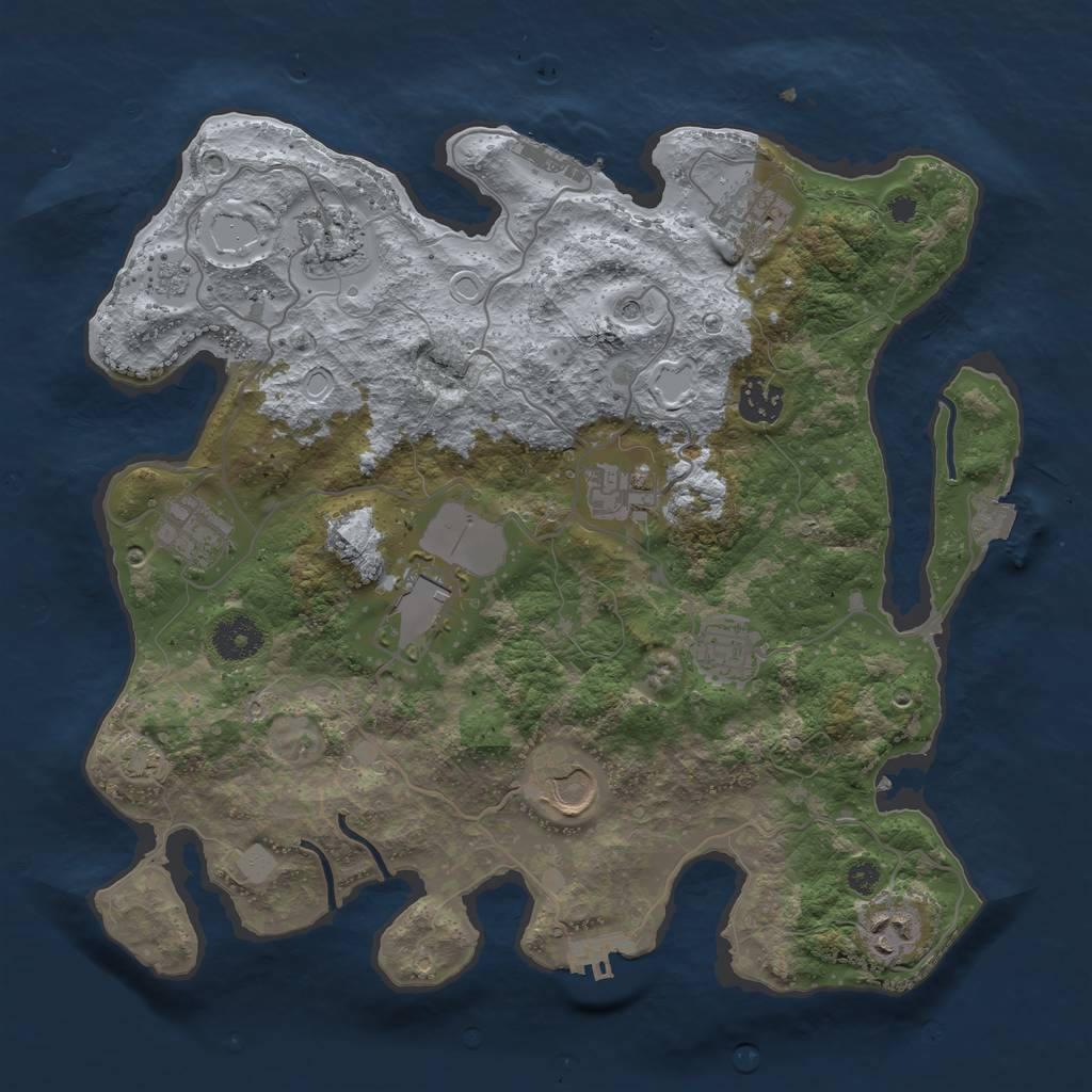 Rust Map: Procedural Map, Size: 3500, Seed: 877825, 17 Monuments