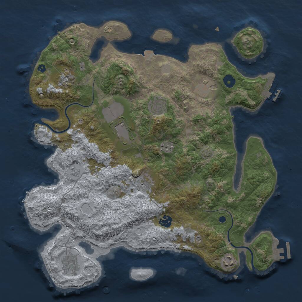 Rust Map: Procedural Map, Size: 3700, Seed: 1120721526, 15 Monuments