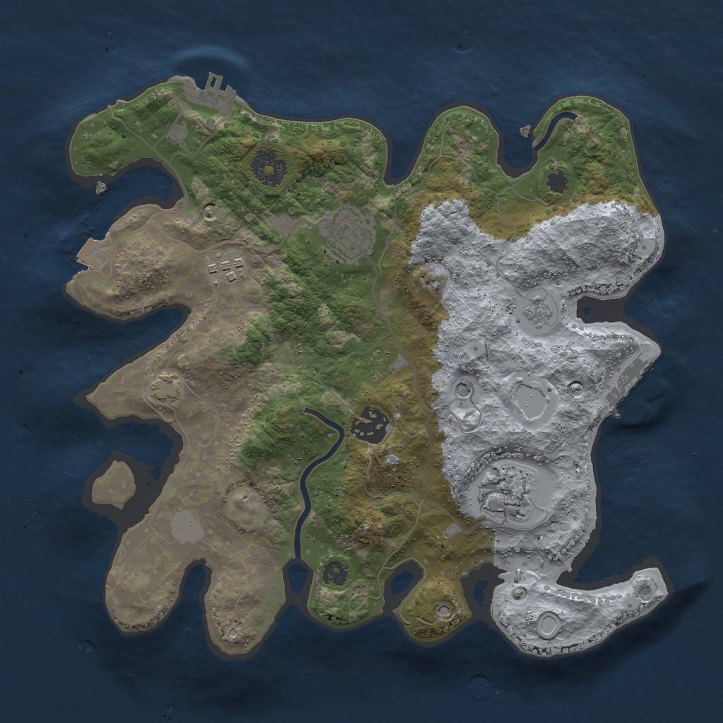 Rust Map: Procedural Map, Size: 3000, Seed: 1209572759, 12 Monuments