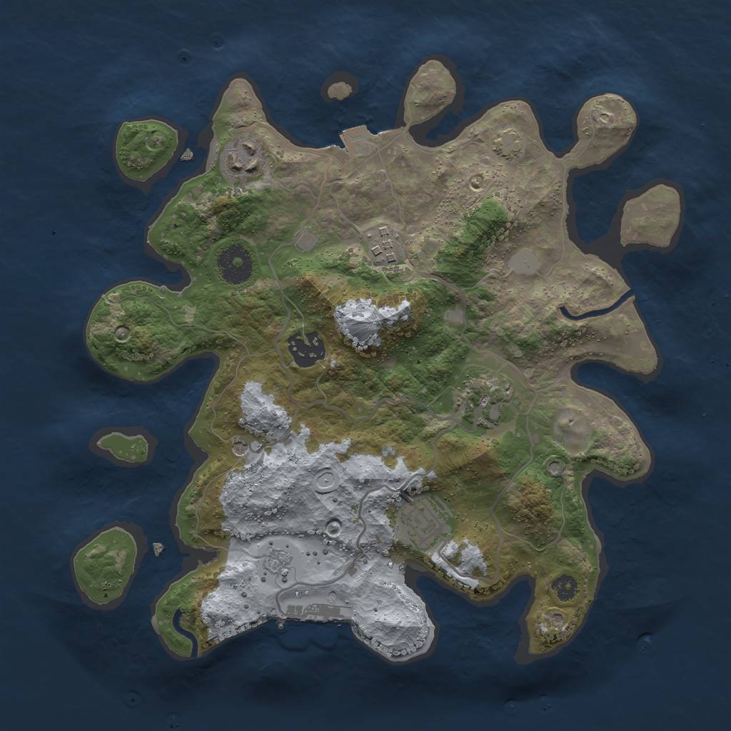 Rust Map: Procedural Map, Size: 3000, Seed: 1928704598, 12 Monuments