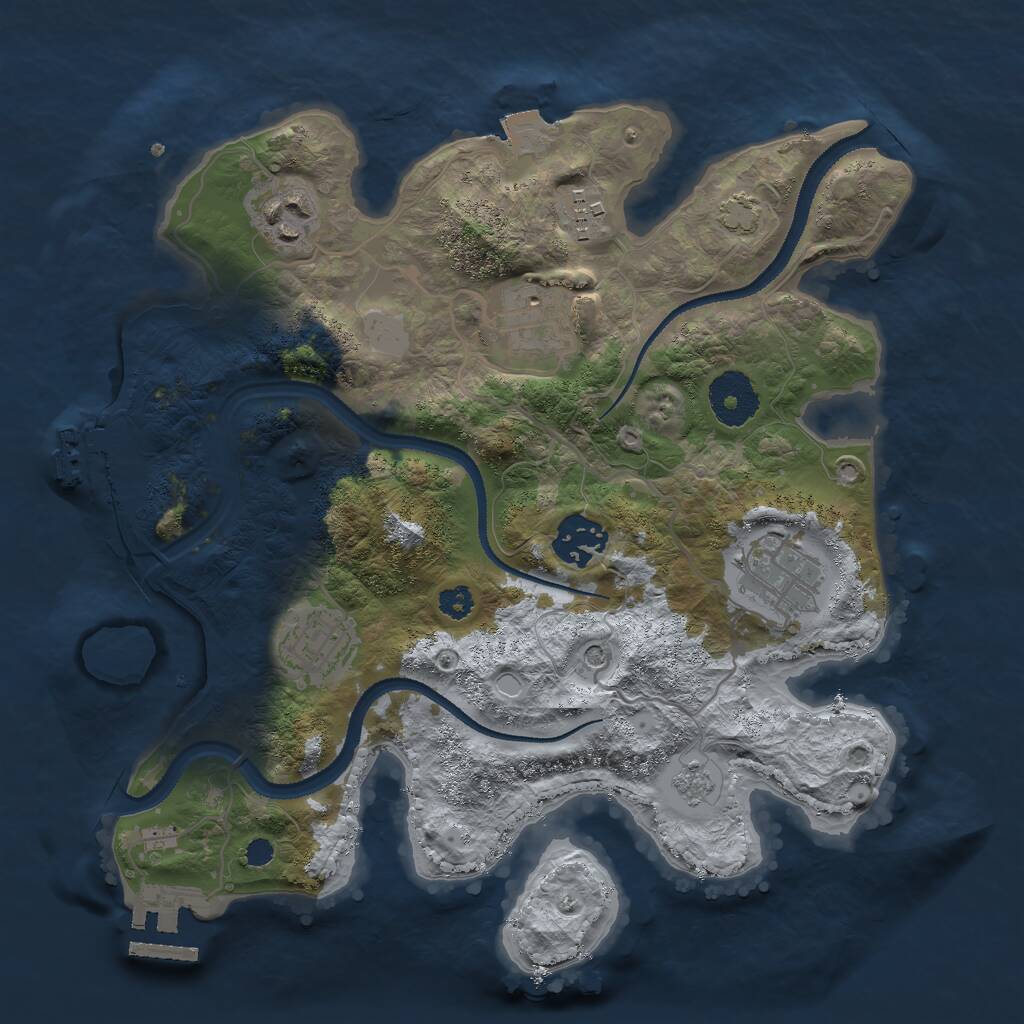 Rust Map: Procedural Map, Size: 3000, Seed: 127792402, 12 Monuments